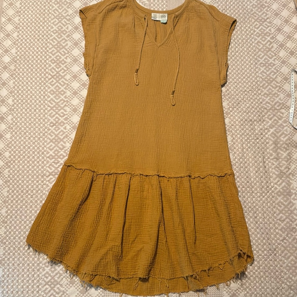 Anthropologie Lydia Ombre Tunic Dress in Gold
